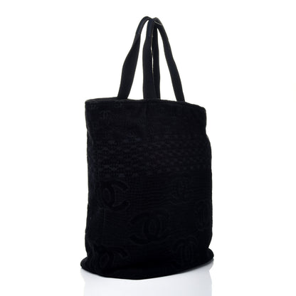 Chanel Terry Cotton CC Tote Black 3 of 9