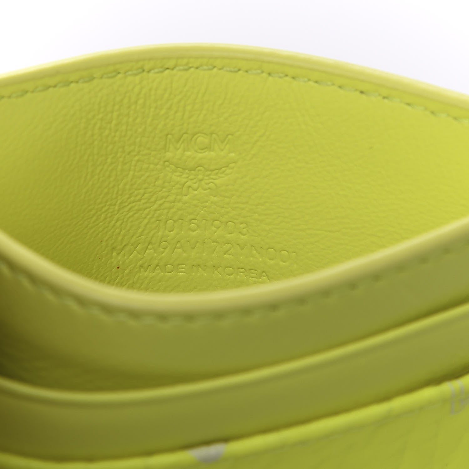MCM Visetos Card Case Neon Yellow 6 of 7