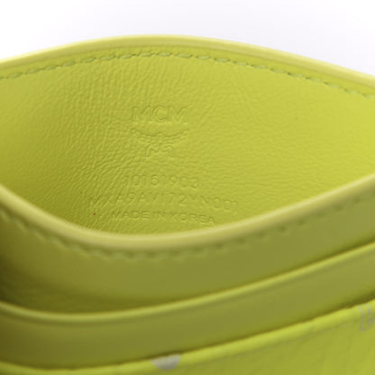 MCM Visetos Card Case Neon Yellow 6 of 7