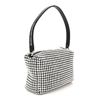 Alexander Wang Mesh Crystal Rhinestone Mini Heiress Pouch Black Silver 3 of 10