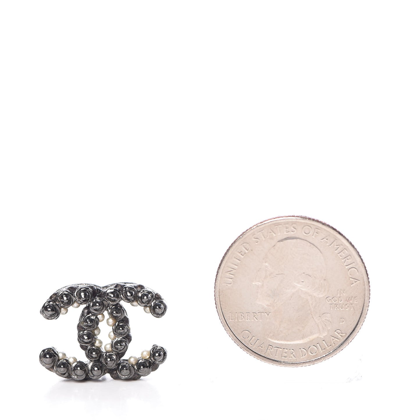 Pearl CC Earrings Ruthenium