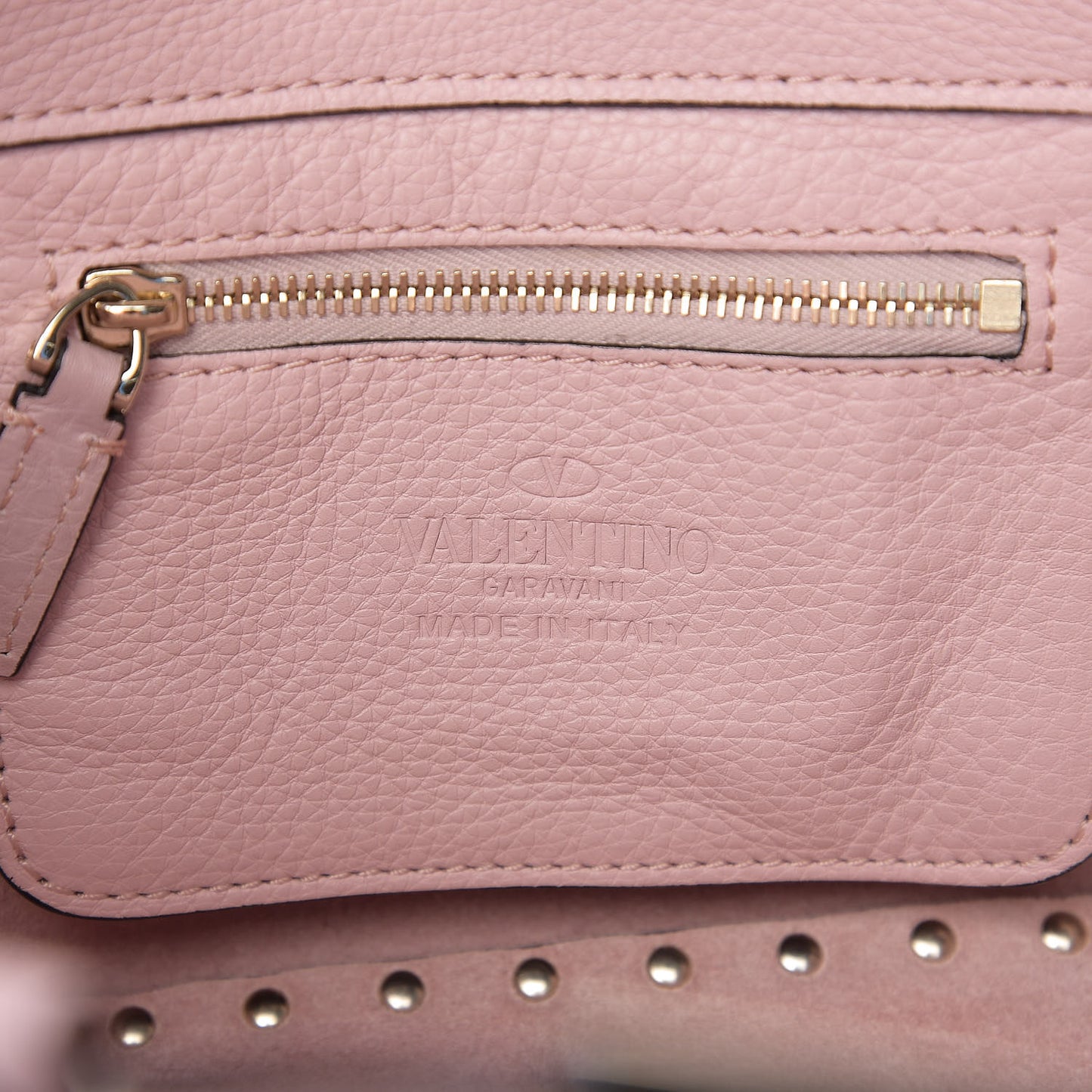 Pebbled Calfskin Mini Rockstud Tote Water Rose