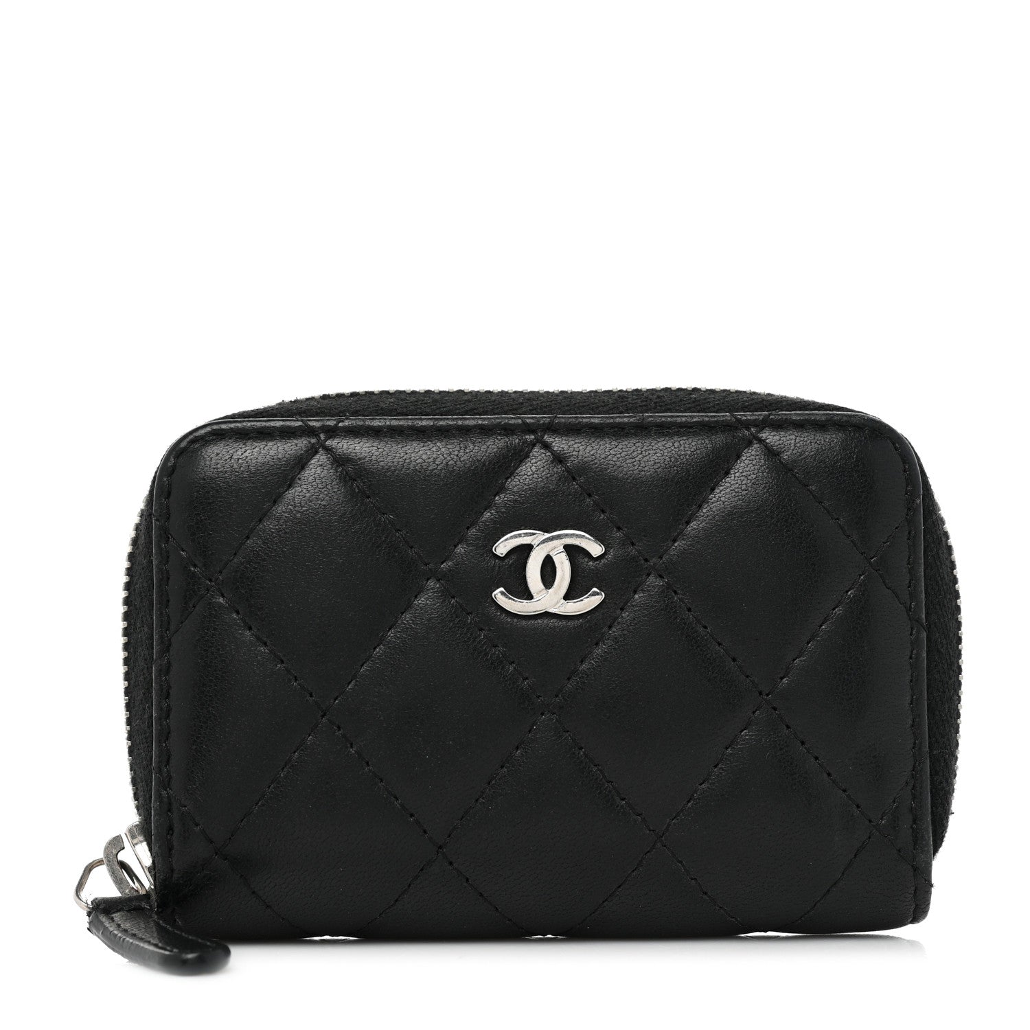 Chanel Lambskin Quilted Zip Coin Purse Black 1 of 14