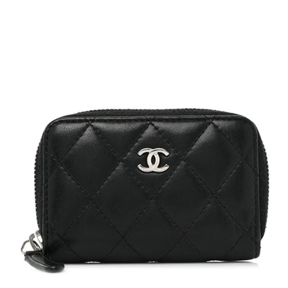 Chanel Lambskin Quilted Zip Coin Purse Black 1 of 14