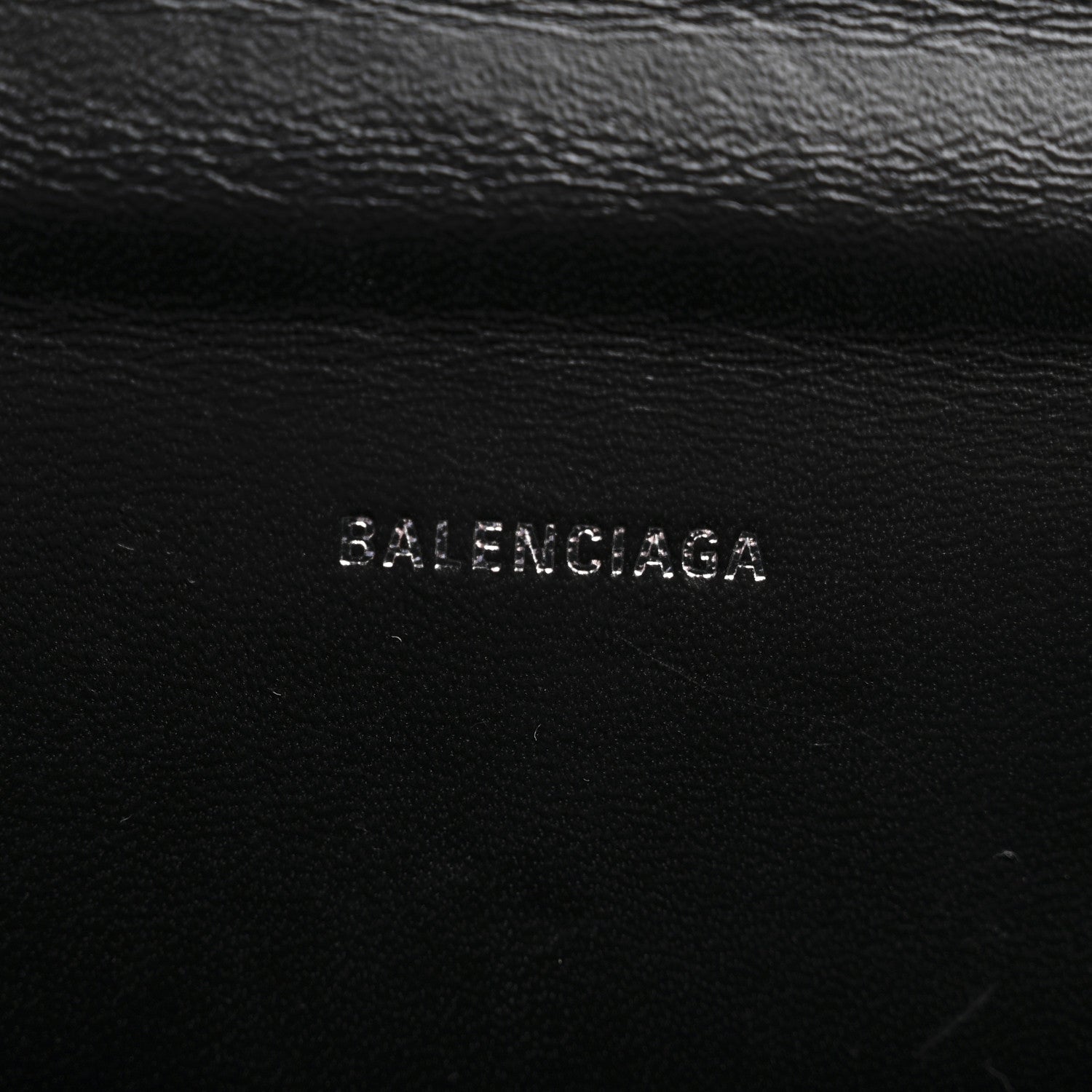 Balenciaga Shiny Calfskin Monochrome Crocodile Embossed Hourglass Top Handle Bag XS Black 6 of 15