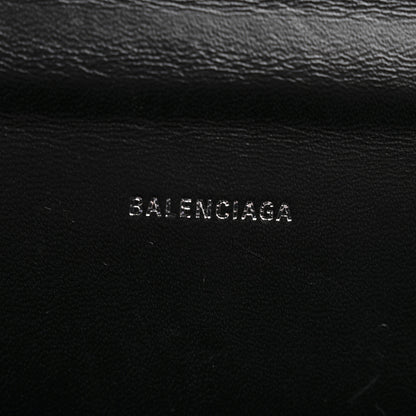 Balenciaga Shiny Calfskin Monochrome Crocodile Embossed Hourglass Top Handle Bag XS Black 6 of 15