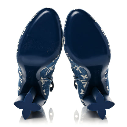 Louis Vuitton Denim Monogram Silhouette Ankle Boots 37 Navy Blue 5 of 7