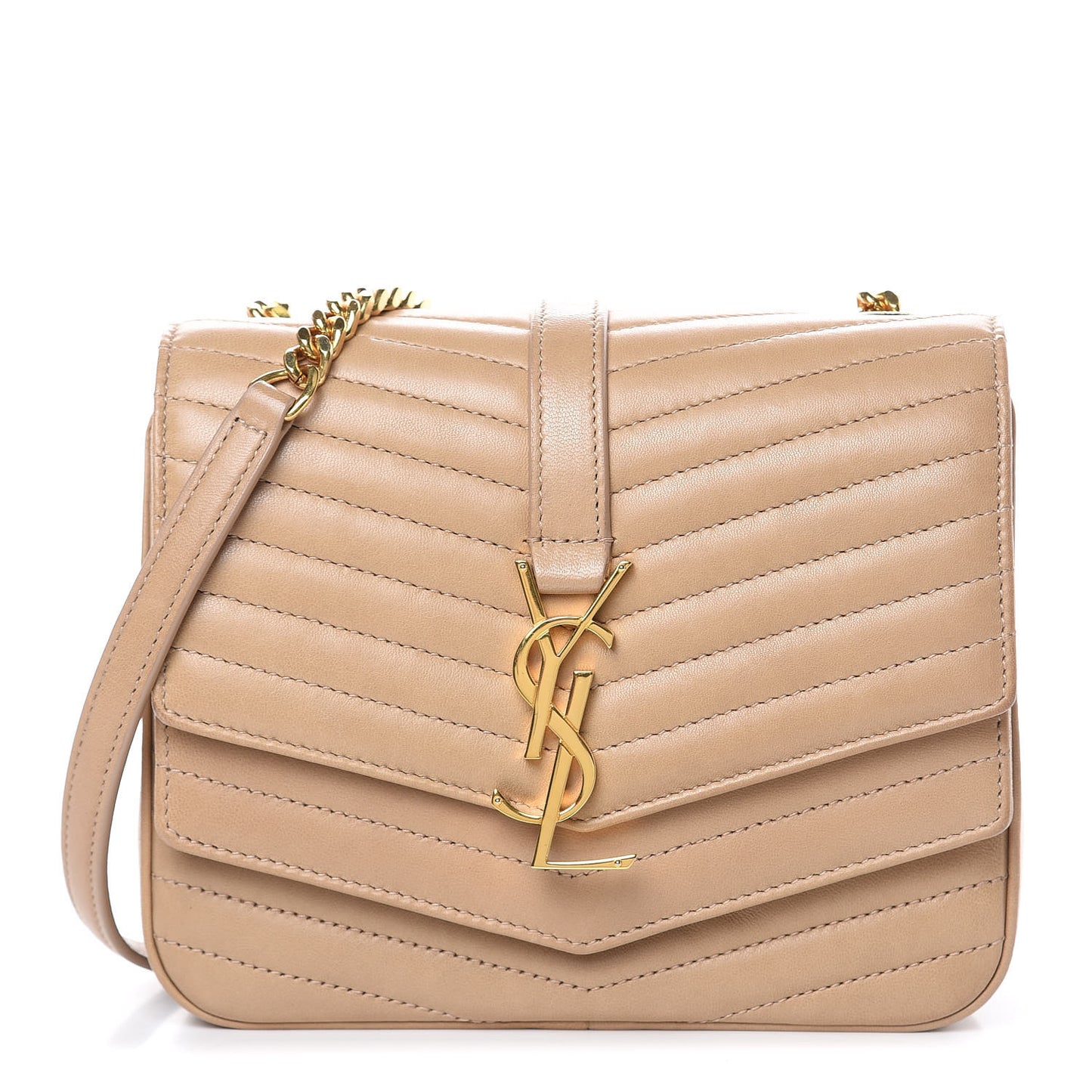 Lambskin Matelasse Chevron Monogram Small Sulpice Bag Sable Beige