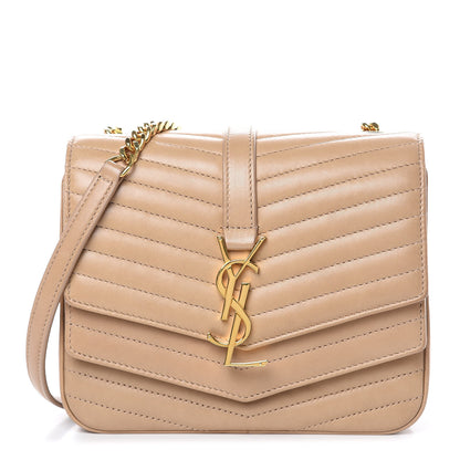Saint Laurent Lambskin Matelasse Chevron Monogram Small Sulpice Bag Sable Beige 1 of 12