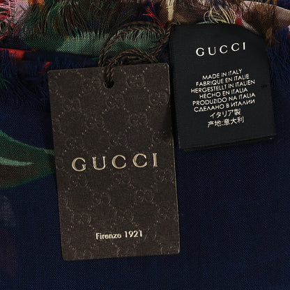 Gucci Wool Josephine Square Shawl Navy Pink 3 of 3