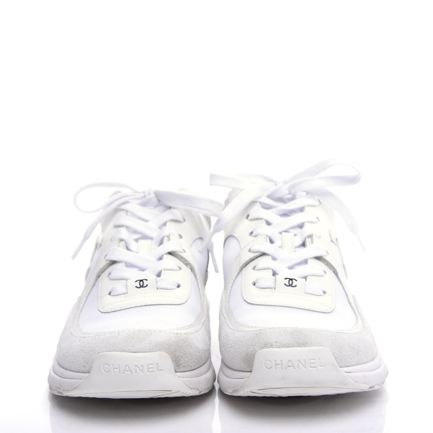 Suede Calfskin Fabric CC Sneakers 38.5 White