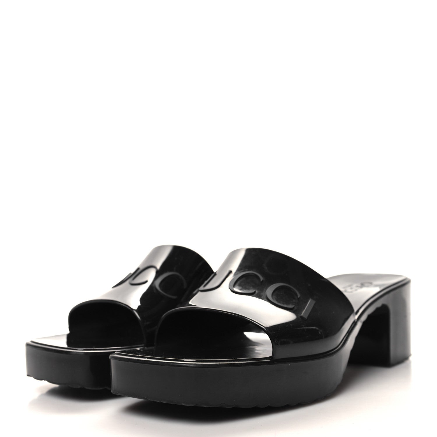 Gucci Rubber Gucci Logo Womens Platform 20/60mm Slide Sandals 40 Black 3 of 9