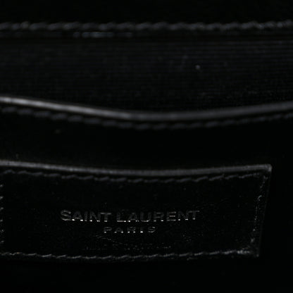 Saint Laurent Grain De Poudre Medium Classic Monogram Kate Satchel Black White 6 of 13