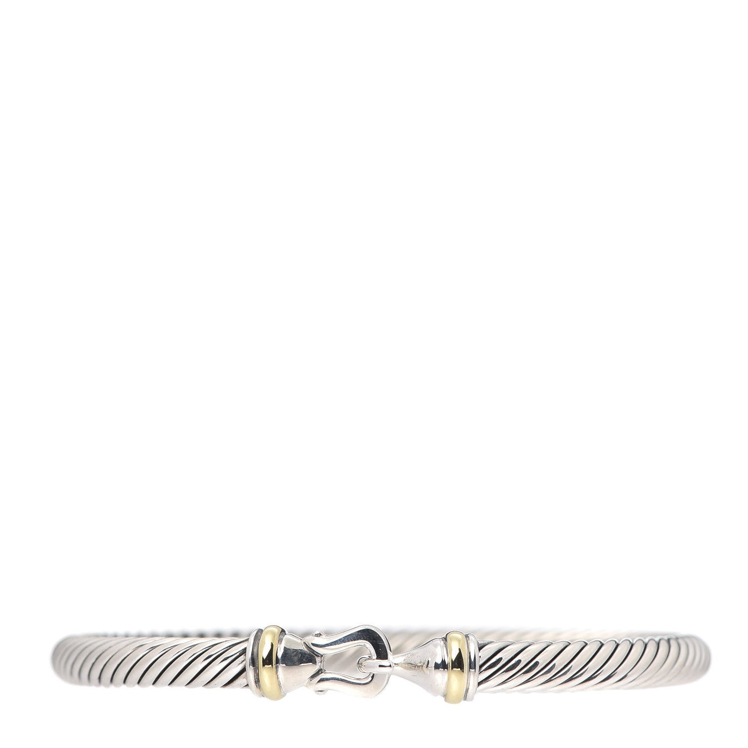 David Yurman Sterling Silver 18K Yellow Gold 5mm Cable Classic Buckle Bracelet 1 of 4