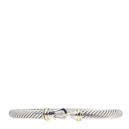 David Yurman Sterling Silver 18K Yellow Gold 5mm Cable Classic Buckle Bracelet 1 of 4