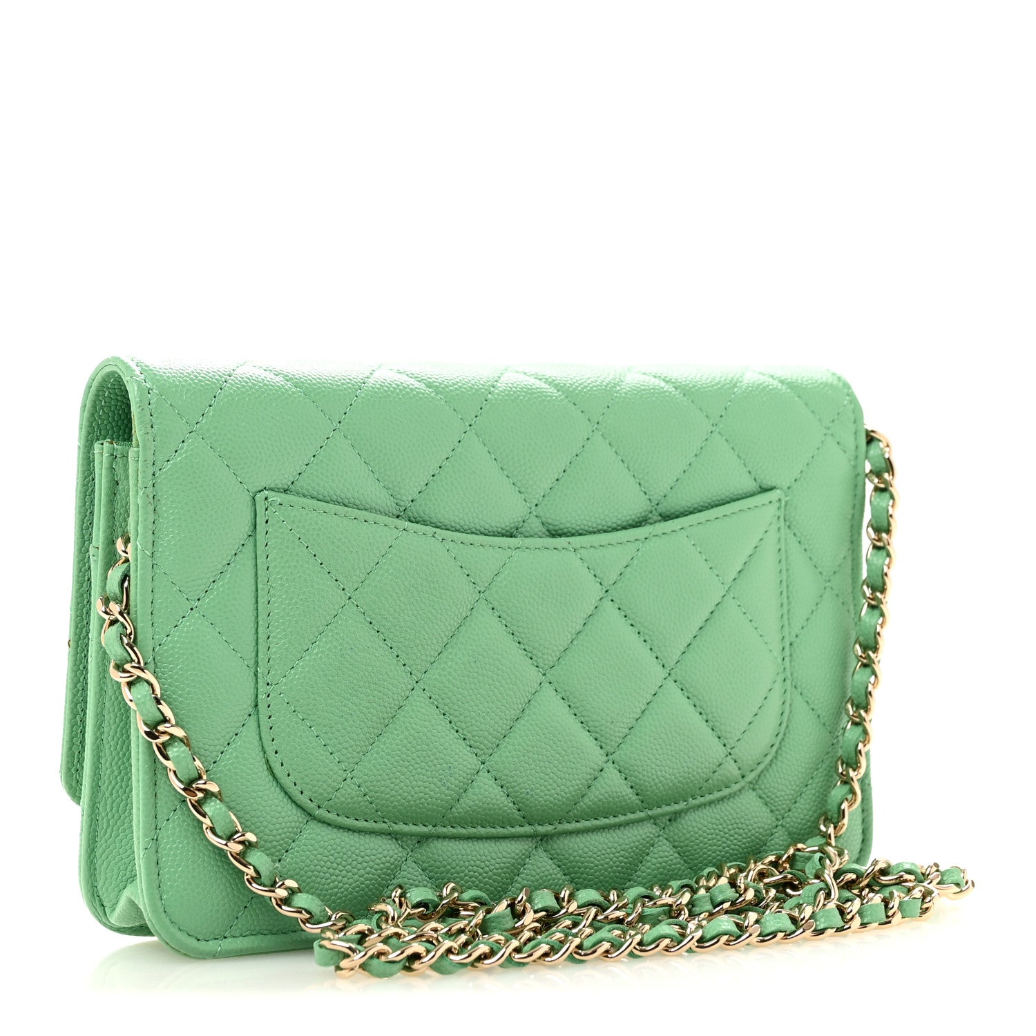 Chanel Caviar Quilted Wallet On Chain WOC Green 3 of 14