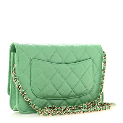 Chanel Caviar Quilted Wallet On Chain WOC Green 3 of 14