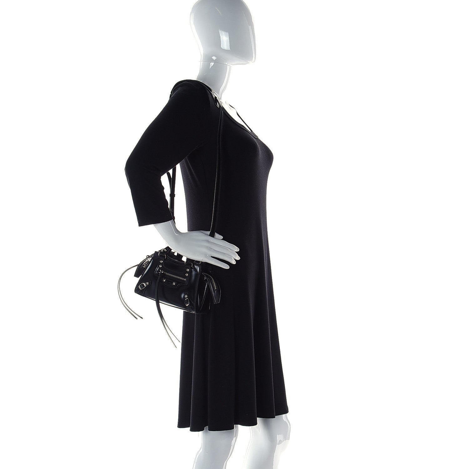 Balenciaga Shiny Calfskin Neo Classic Hardware Nano City Crossbody Black 2 of 9