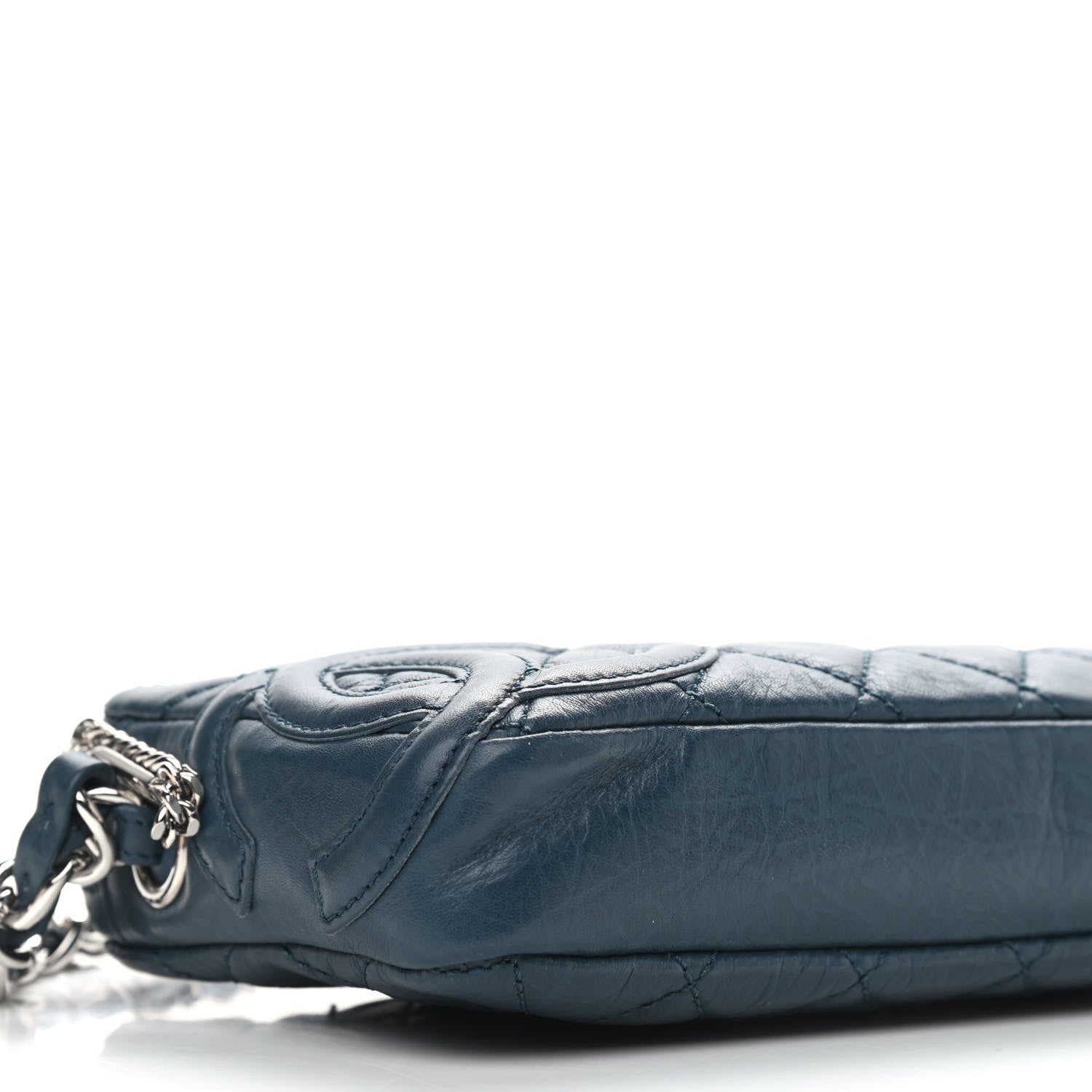 Chanel Aged Calfskin Quilted Cotton Club Pochette Blue 8 of 9