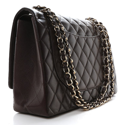 Chanel Caviar Quilted Maxi Double Flap Burgundy 3 of 10