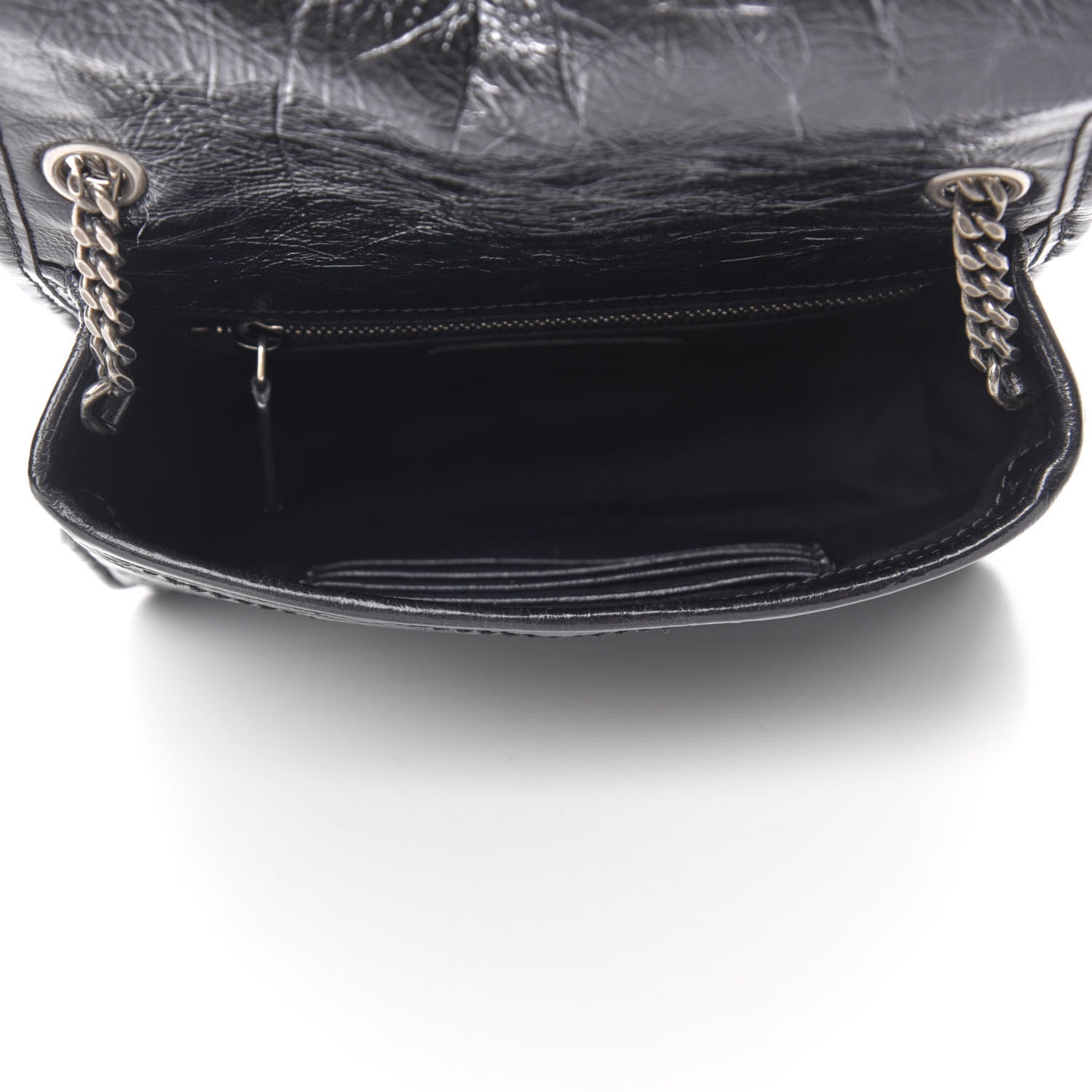 Saint Laurent Crinkled Calfskin Matelasse Monogram Niki Chain Wallet Black 5 of 10
