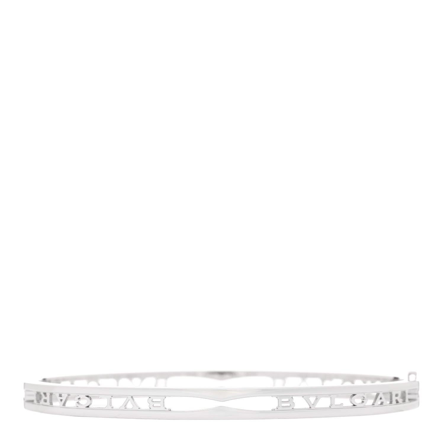Bulgari 18K White Gold B.Zero1 Bvlgari Logo Bangle Bracelet ML 1 of 4