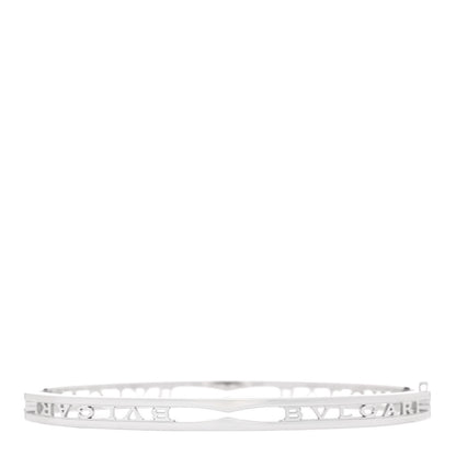 Bulgari 18K White Gold B.Zero1 Bvlgari Logo Bangle Bracelet ML 1 of 4