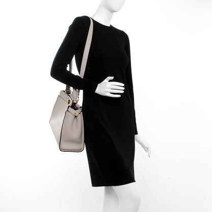 Fendi Vitello Seta Shiny Nappa Medium Peekaboo Iconic Satchel Grigio Polvere Bois de Rose 2 of 14