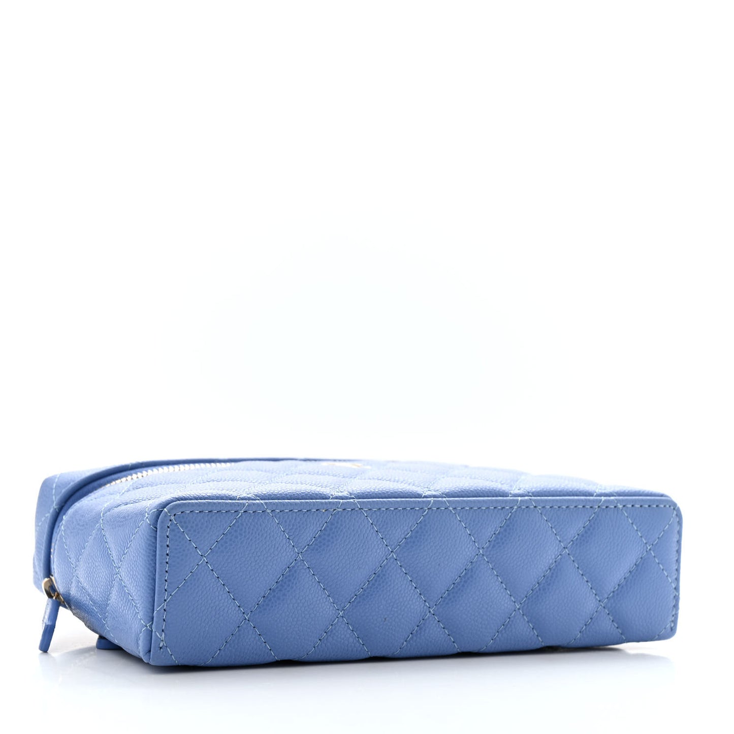 Caviar Quilted Top Handle Slim Vanity With Chain Blue