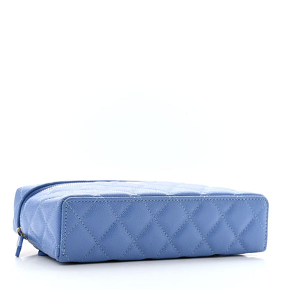Chanel Caviar Quilted Top Handle Slim Vanity With Chain Blue 3 of 10
