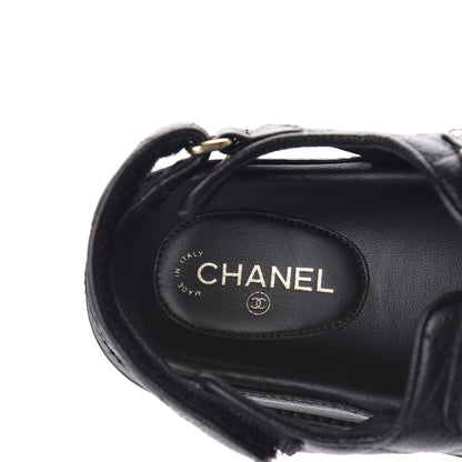 Chanel Grained Calfskin Velcro Dad Sandals 36.5 Black 7 of 10