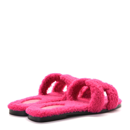 Hermes Woolskin Oran Sandals 37.5 Rose Fuchsia 4 of 10