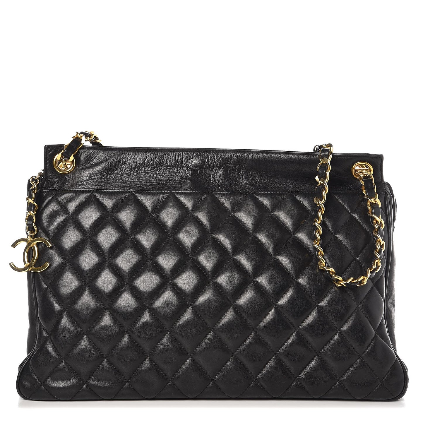 Lambskin Quilted Shoulder Bag Black