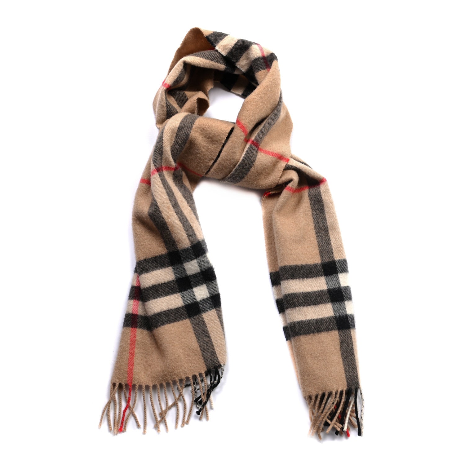 Burberry Cashmere Giant Check Fringe Scarf 1 of 5