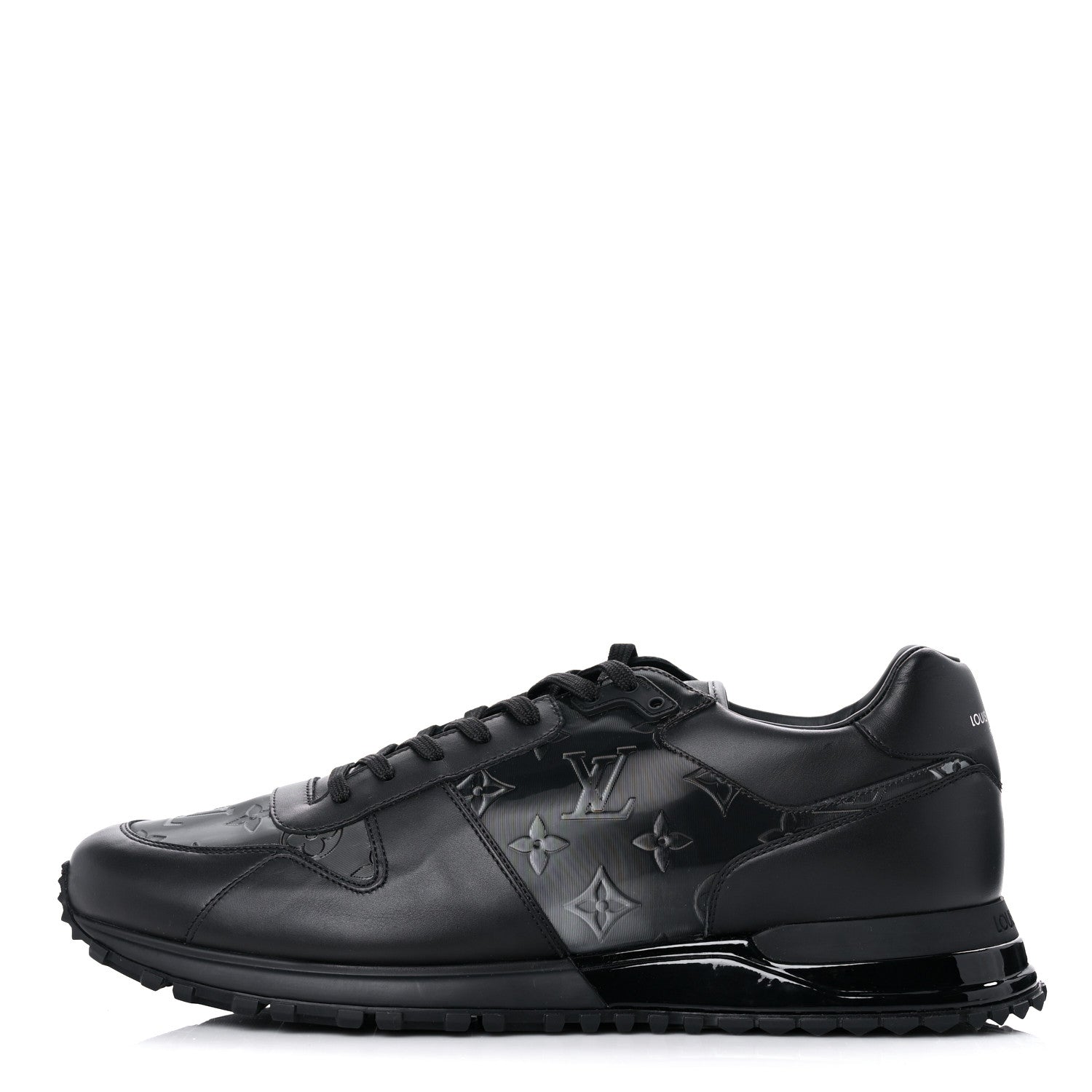 Louis Vuitton Iridescent Textile Monogram Calfskin Mens Run Away Sneakers 11 Black 1 of 9