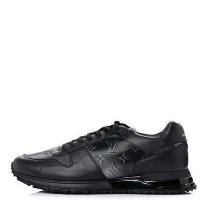 Louis Vuitton Iridescent Textile Monogram Calfskin Mens Run Away Sneakers 11 Black 1 of 9