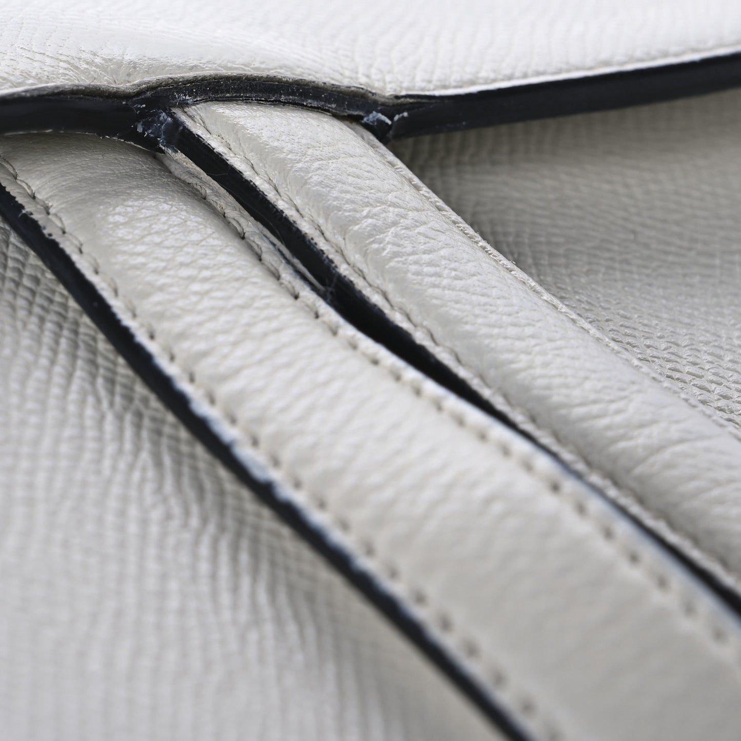 Grained Calfskin Saddle Bag White