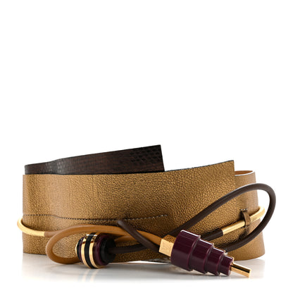 Louis Vuitton Grained Calfskin Watersnake Wide Obi Tie Belt Multicolor 1 of 9