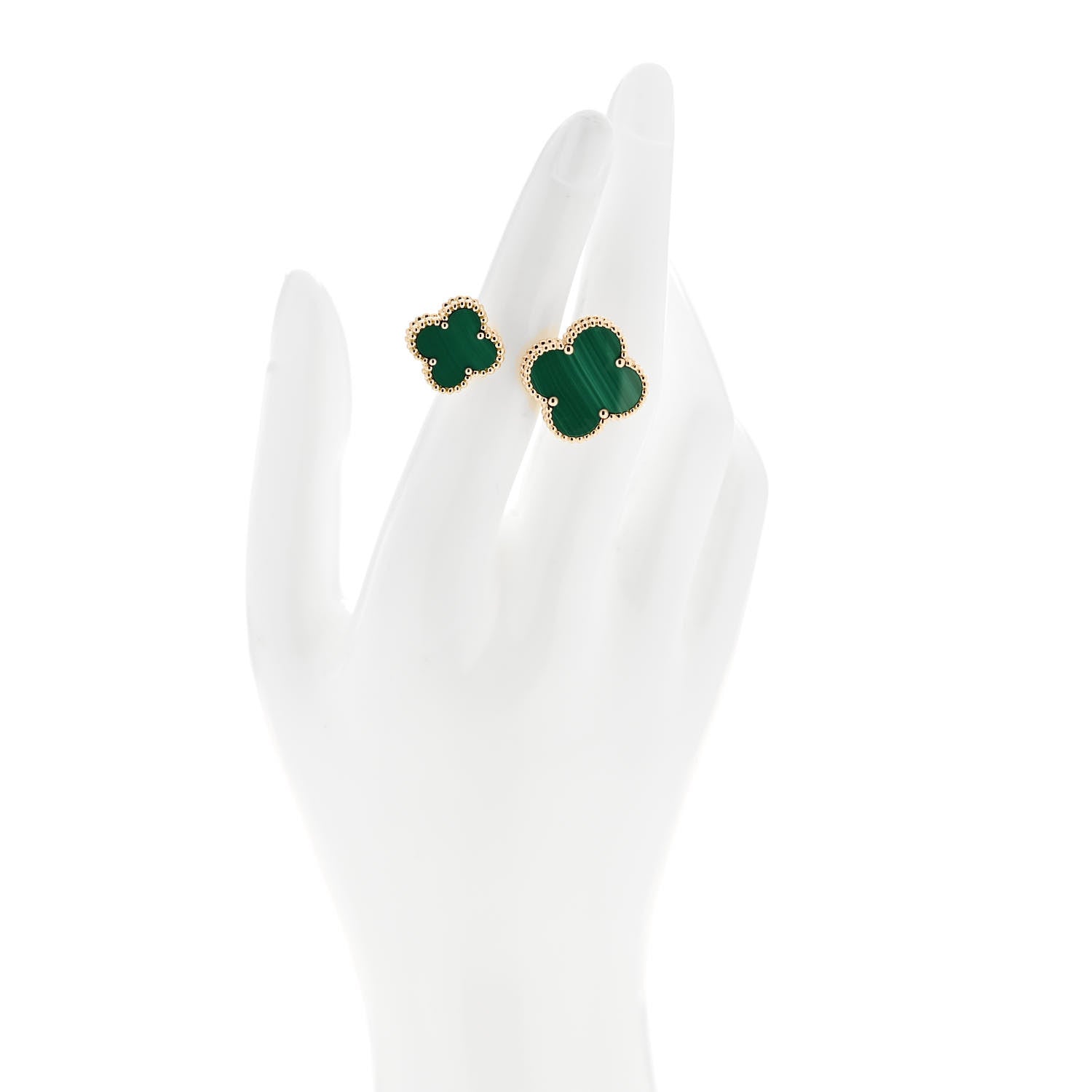 Van Cleef & Arpels 18K Yellow Gold Malachite Magic Alhambra Between the Finger Ring 49 5 2 of 5