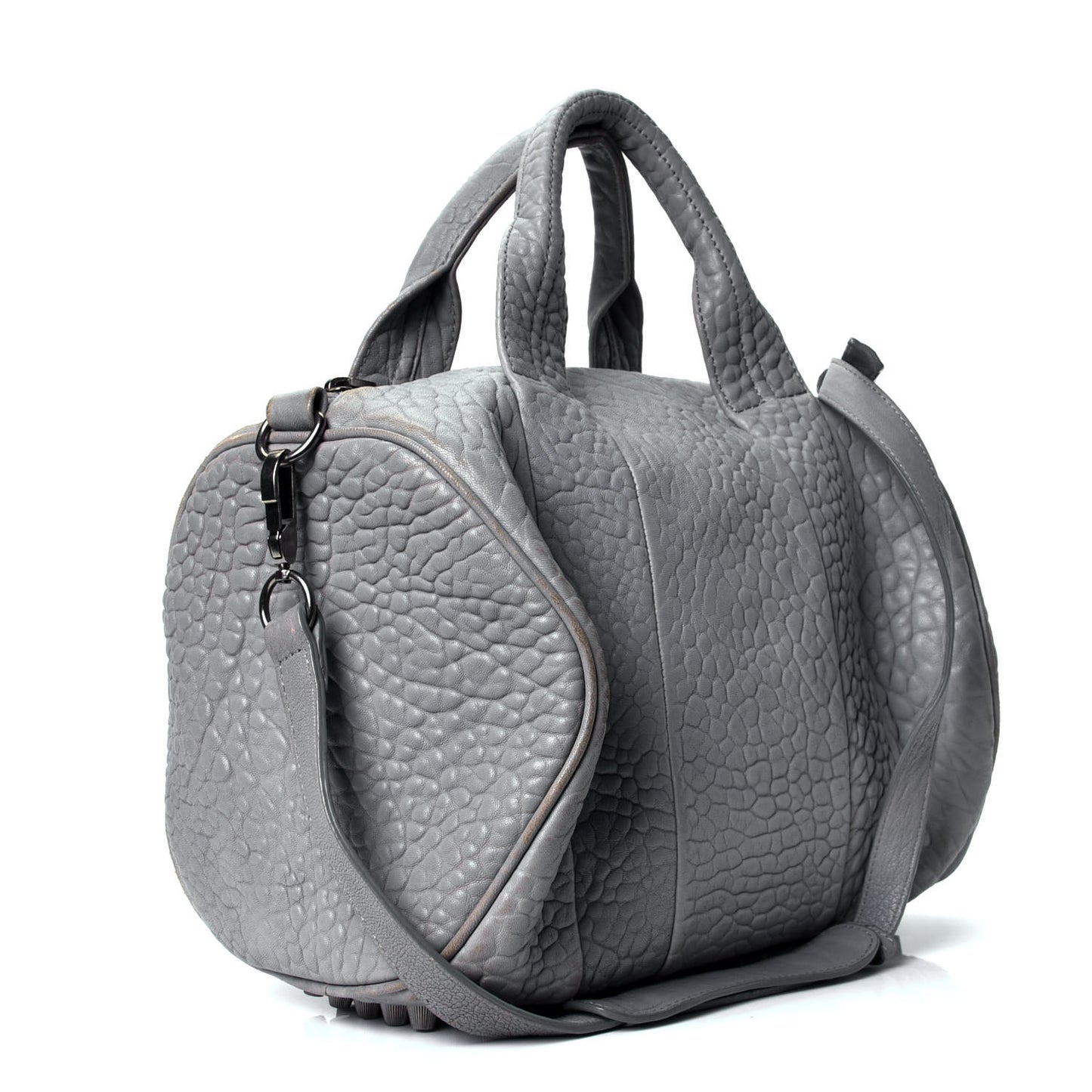 Pebbled Lambskin Rocco Carbon Rodhium Hardware