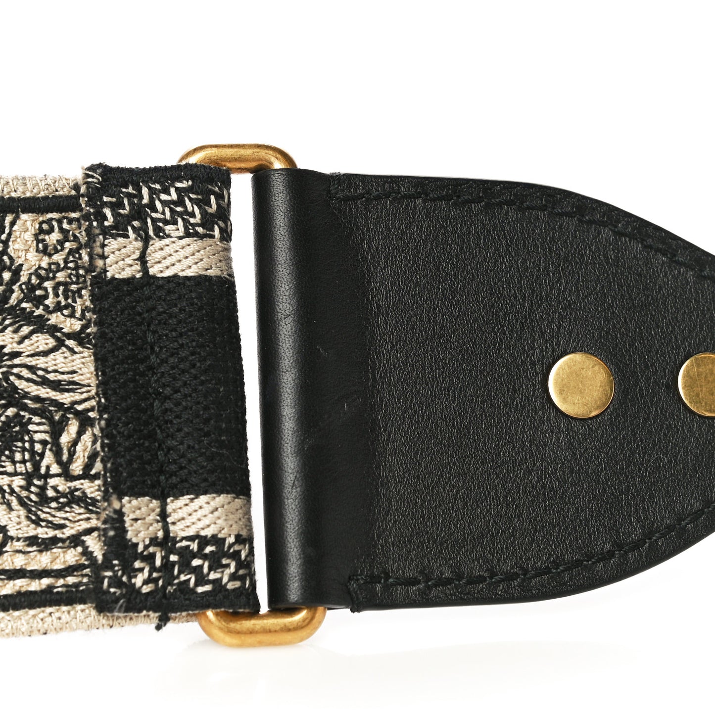 Canvas Embroidered Toile De Jouy Shoulder Strap Black