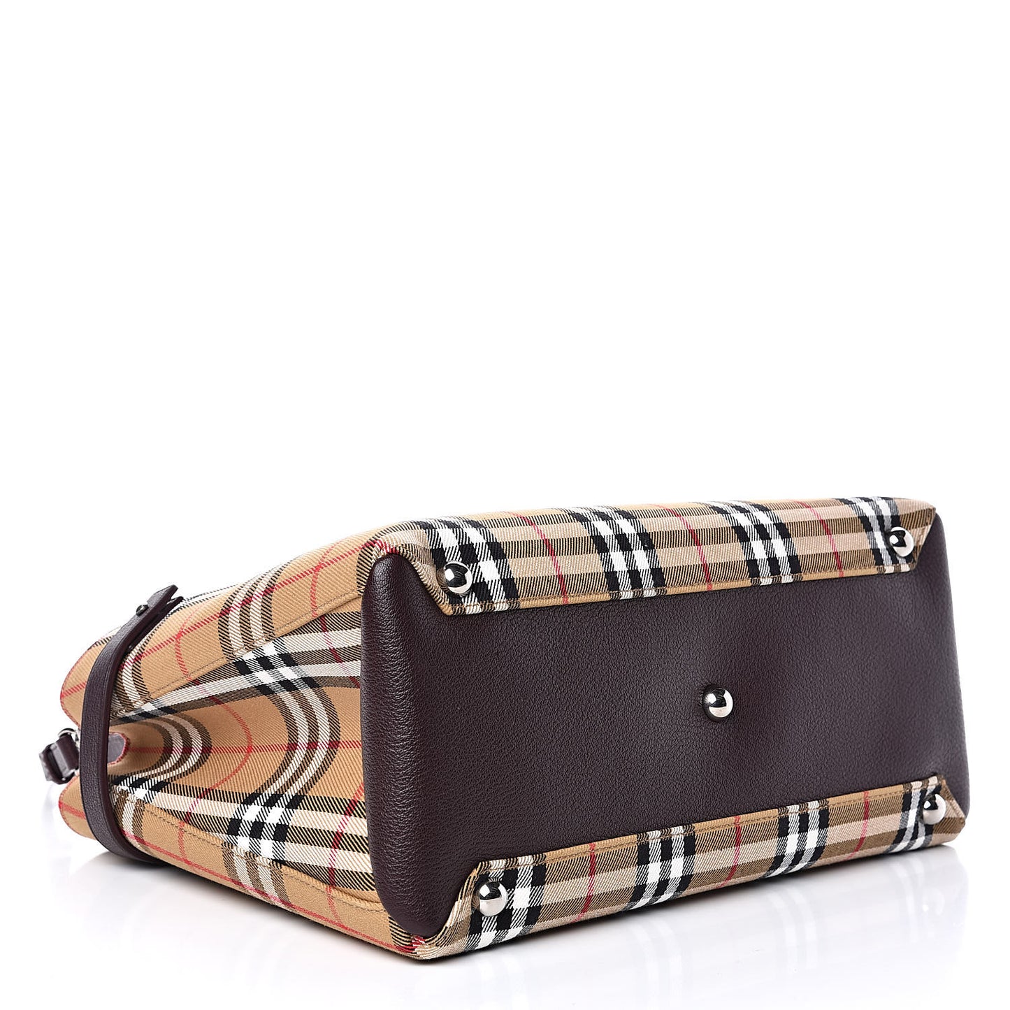 Goatskin Vintage Check Medium Banner Tote Deep Claret