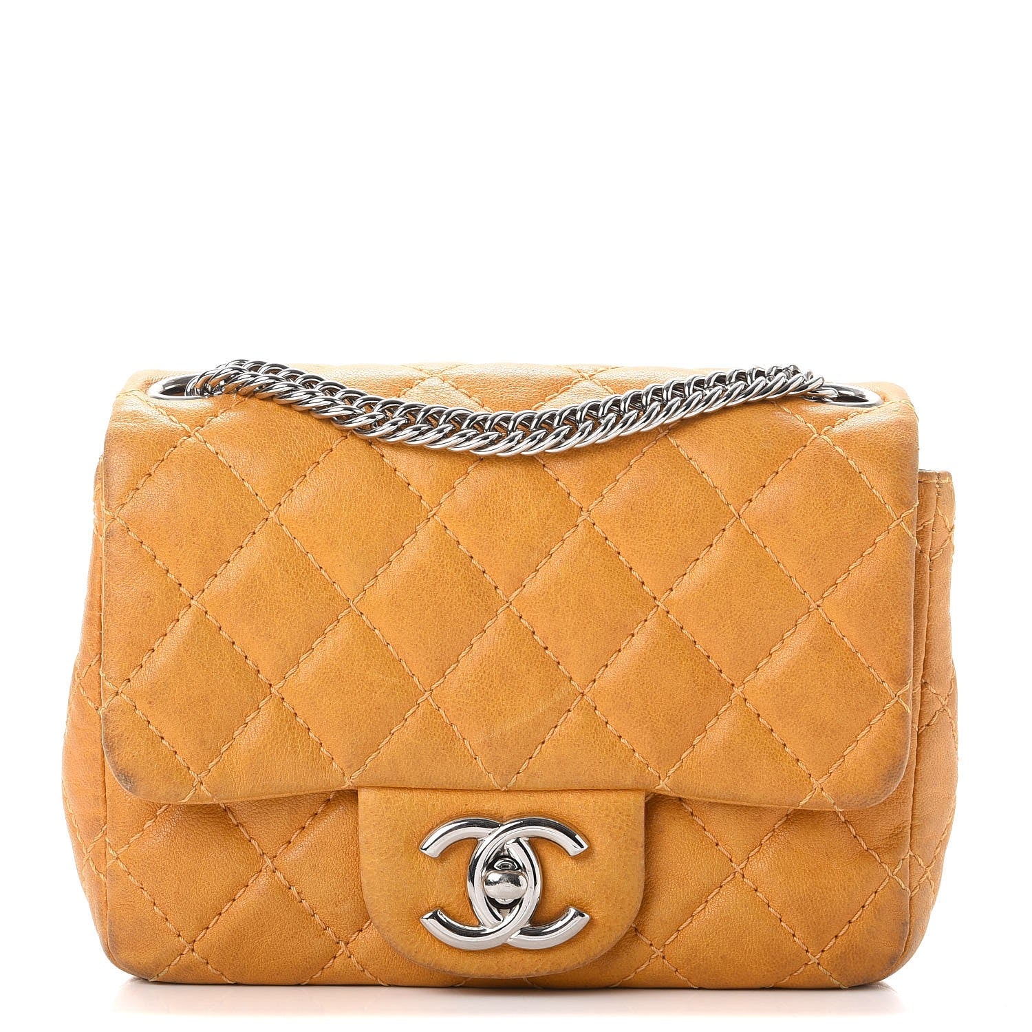 Chanel Glazed Lambskin Quilted Mini Bijoux Chain Square Flap Mango 1 of 18