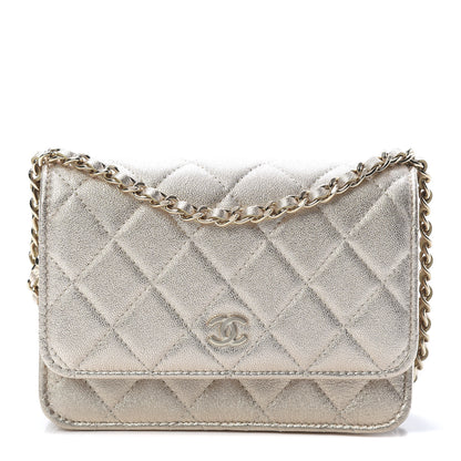 Chanel Metallic Lambskin Quilted Mini Wallet On Chain WOC Gold 1 of 11