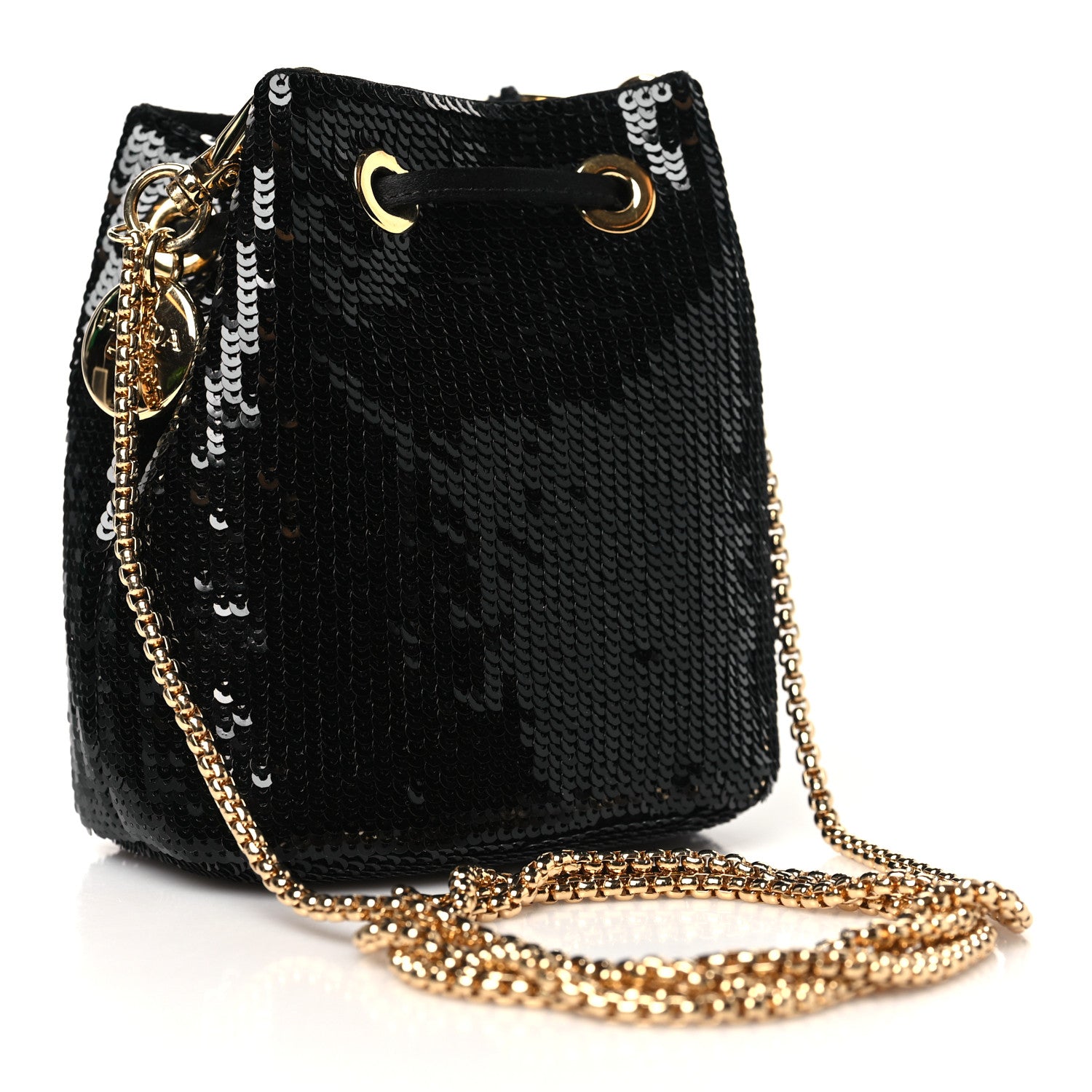 Prada Sequin Satin Triangle Logo Mini Pouch Black 3 of 8