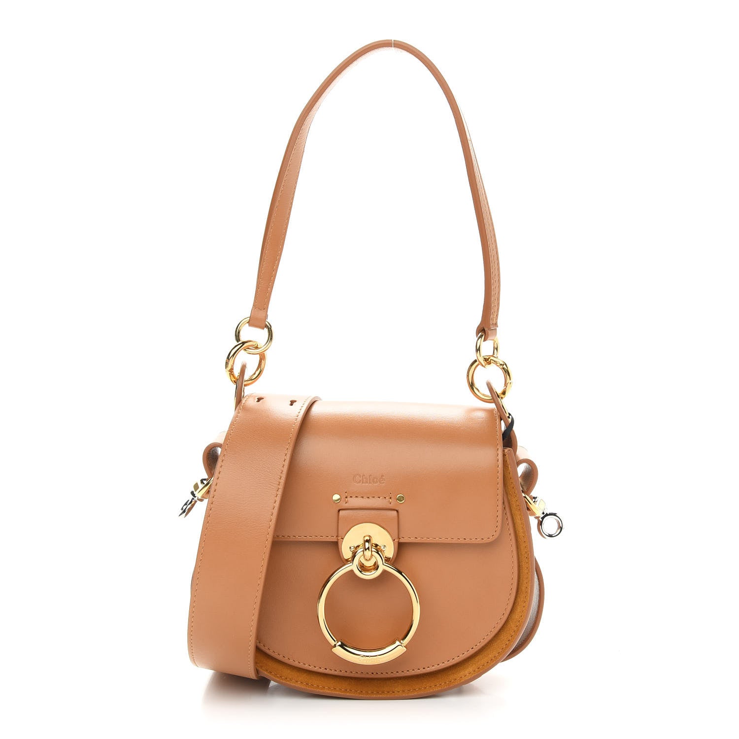 Chloe Calfskin Suede Small Tess Bag Autumnal Brown 1 of 8