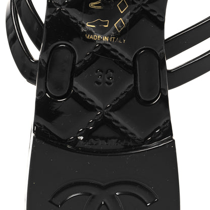 Chanel Jelly Camellia Thong Sandals 39 Black Ivory 6 of 7