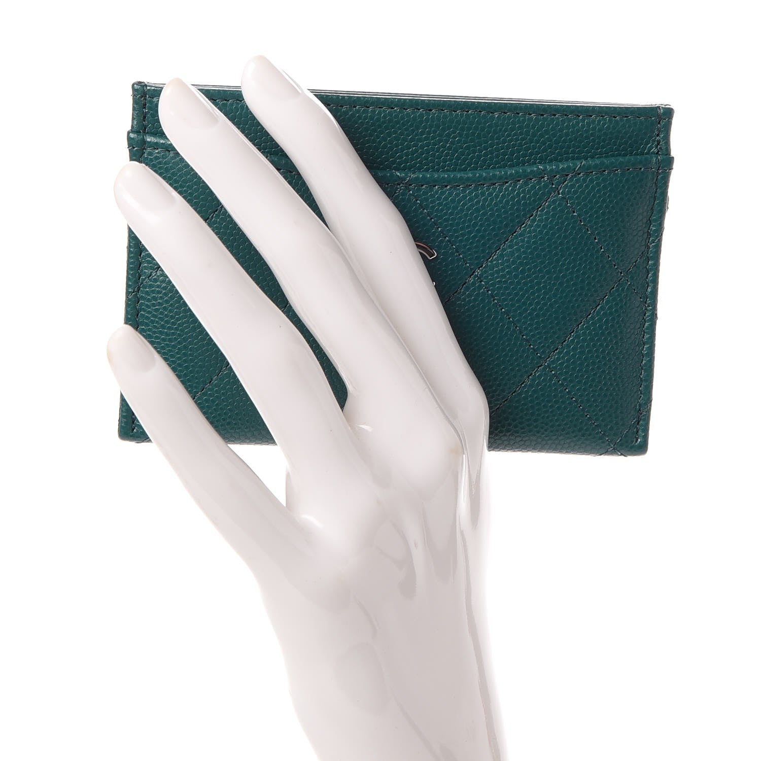 Chanel Caviar Quilted Card Holder Dark Turquoise 2 of 9