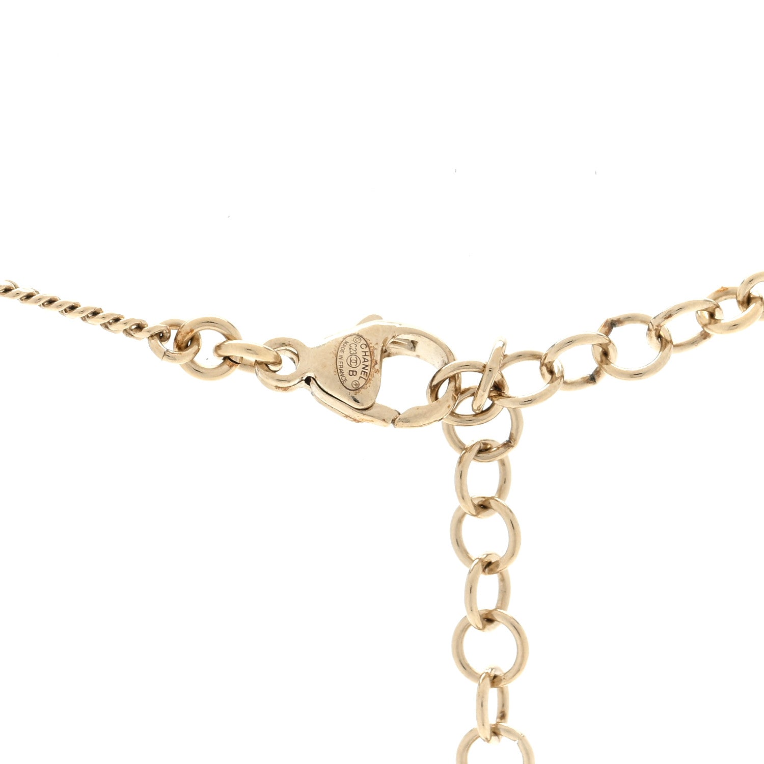 Chanel Resin Crystal Glitter CC Heart Necklace Black Gold 3 of 3