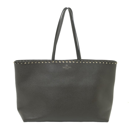 Valentino Garavani Grained Calfskin Rockstud Shoulder Tote Graphite 1 of 16